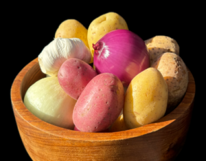 Root vegetables in pantry